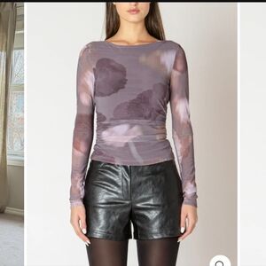 BLACK TAPE Printed Mesh Long Sleeve Top in mauve floral.This BLACK TAPE Printe